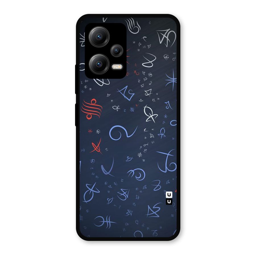 Blue Symbols Metal Back Case for Redmi Note 12 5G