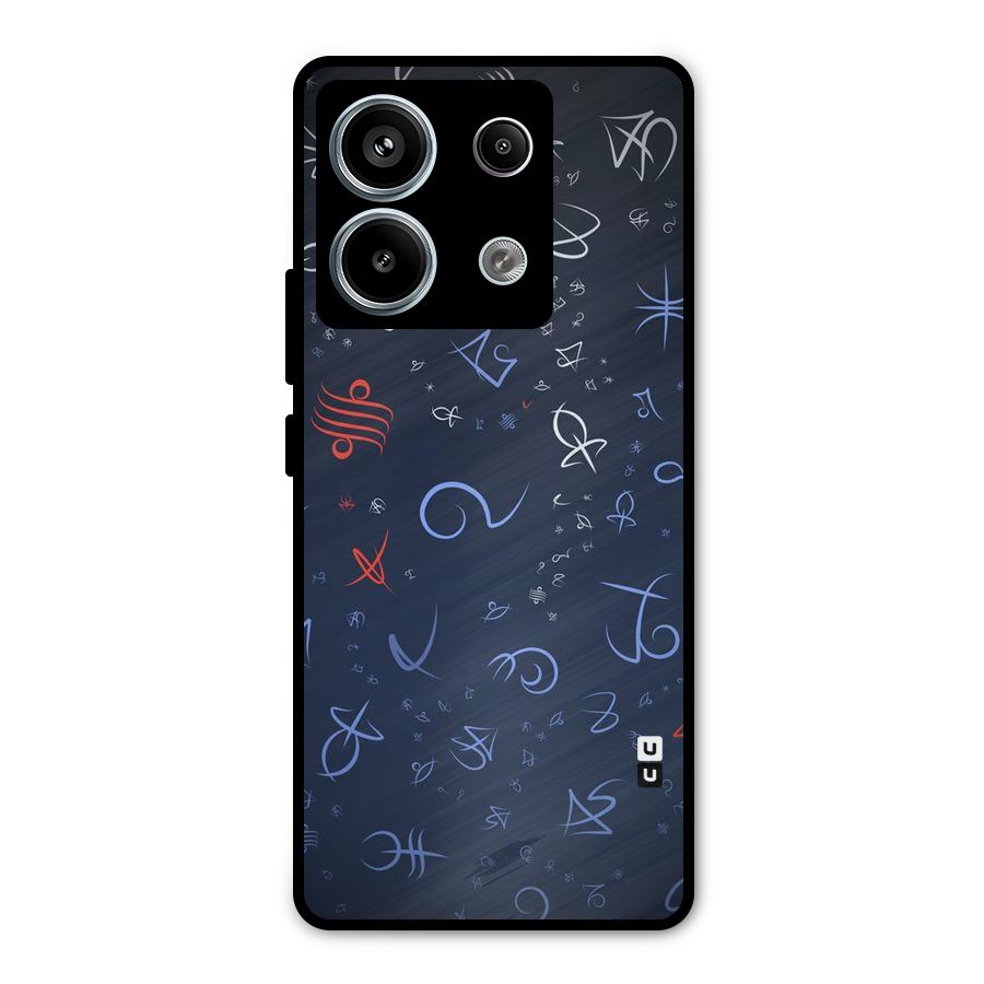 Blue Symbols Metal Back Case for Redmi Note 13 Pro 5G