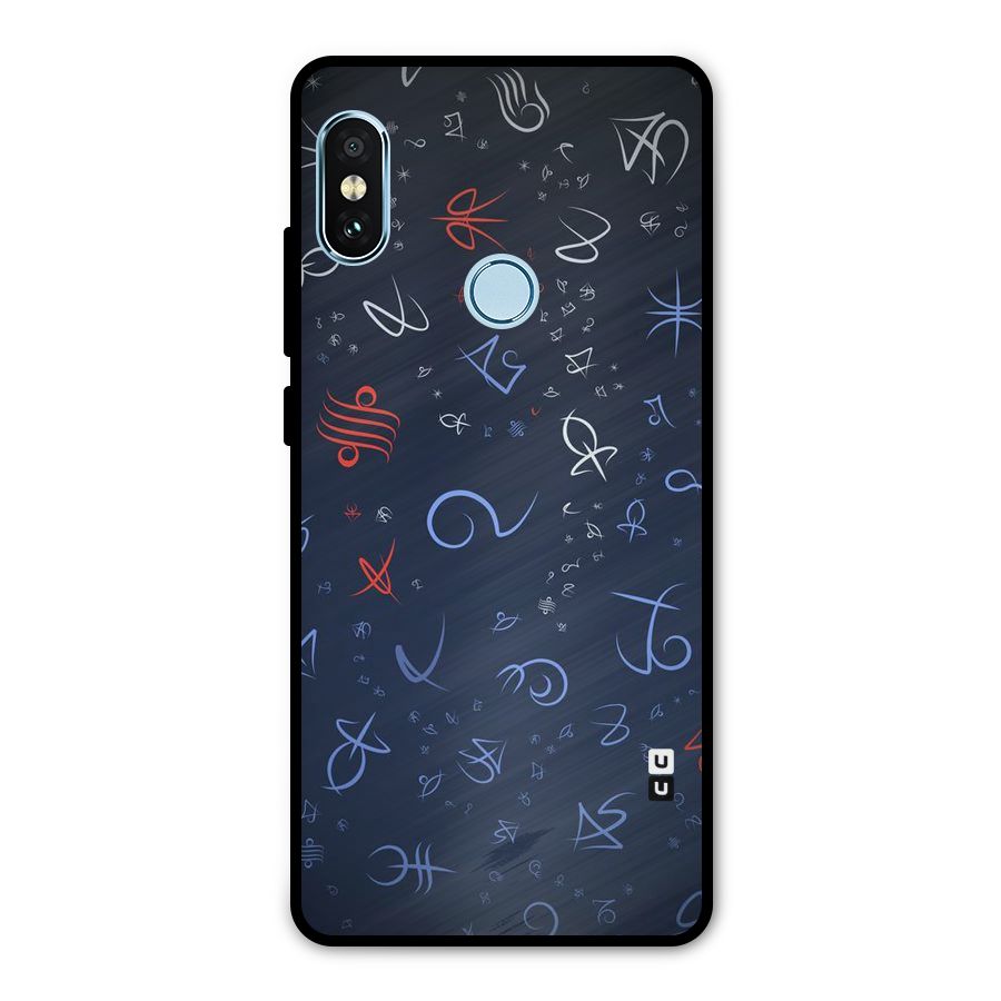 Blue Symbols Metal Back Case for Redmi Note 5 Pro
