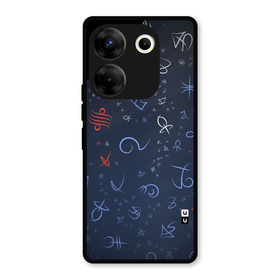 Blue Symbols Metal Back Case for Tecno Camon 20 Pro