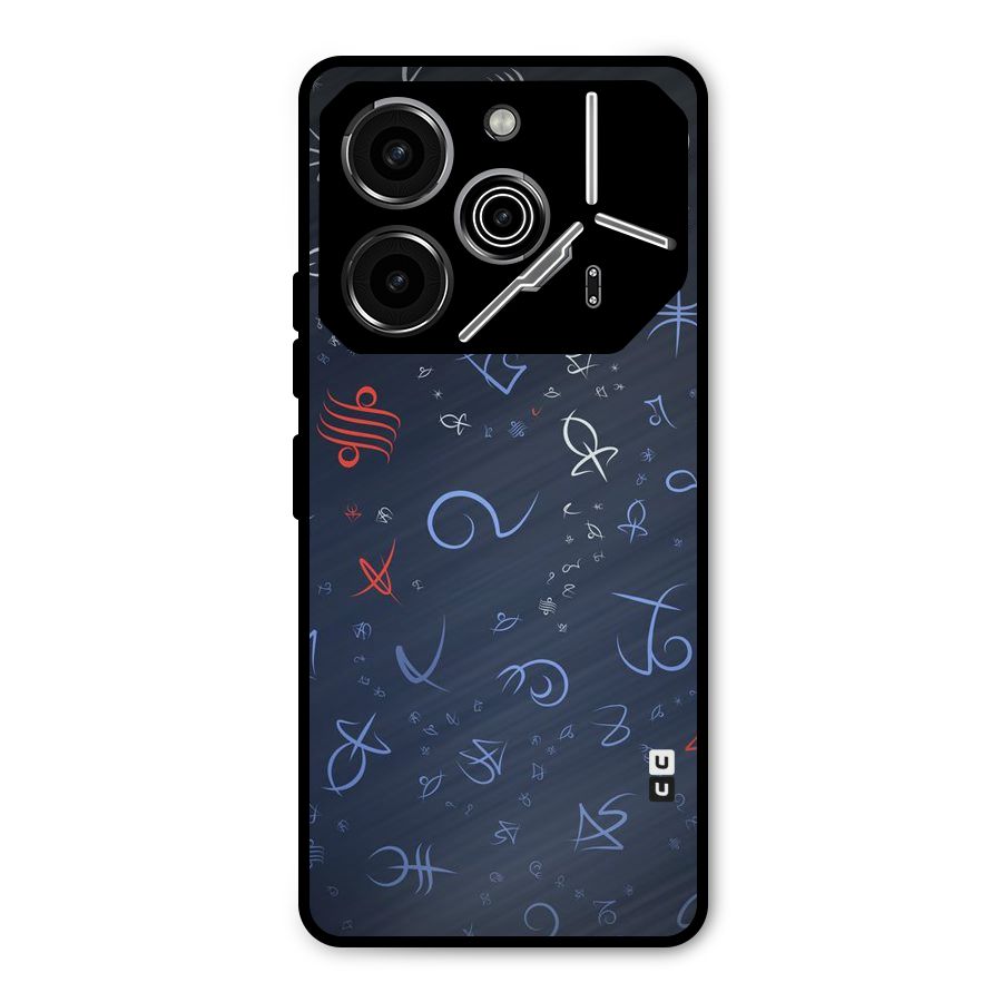 Blue Symbols Metal Back Case for Tecno Pova 6 Pro