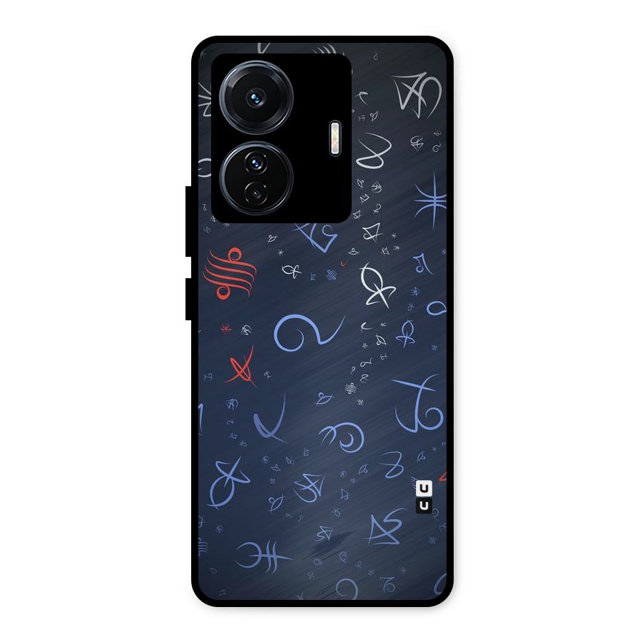 Blue Symbols Metal Back Case for Vivo T1 Pro