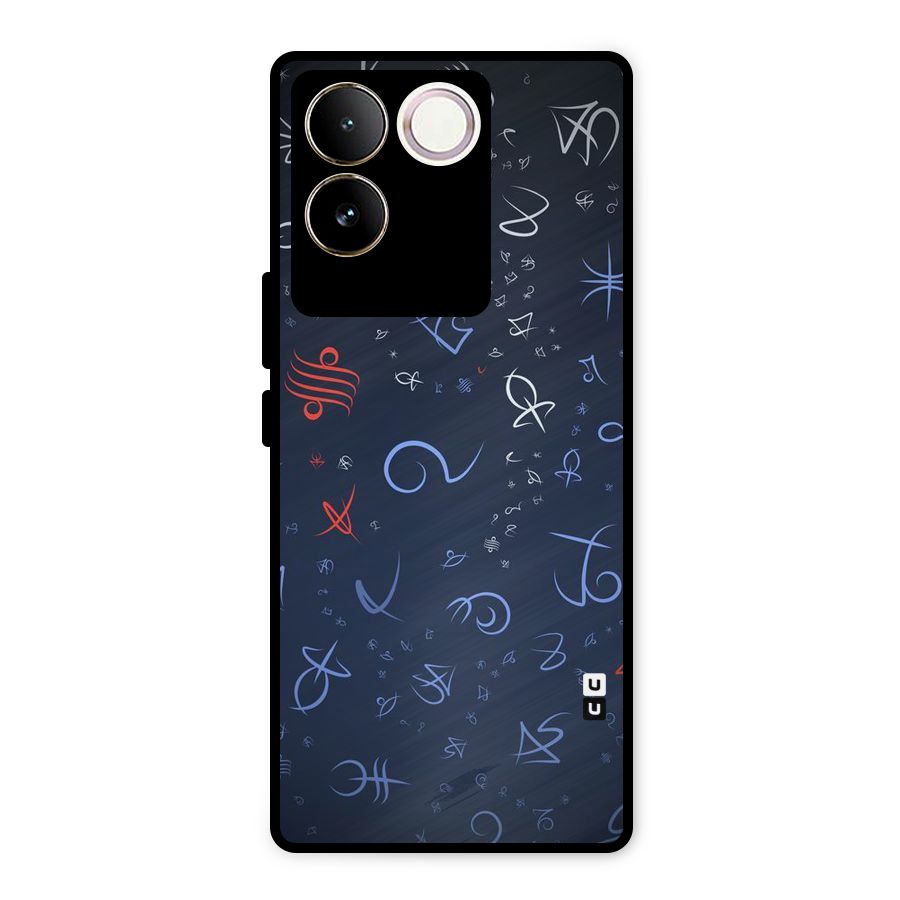 Blue Symbols Metal Back Case for Vivo T2 Pro