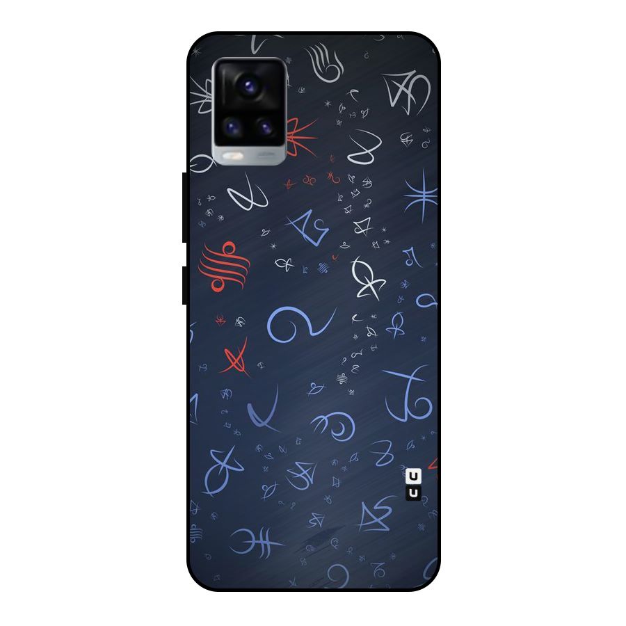 Blue Symbols Metal Back Case for Vivo V20 2021