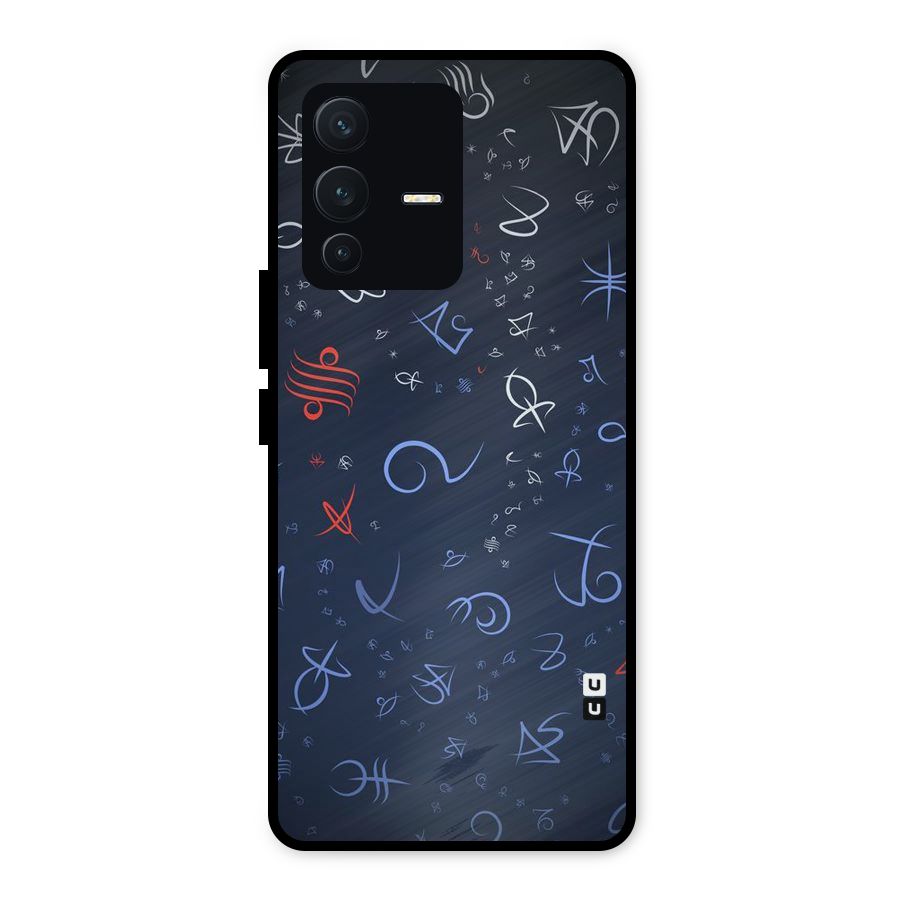 Blue Symbols Metal Back Case for Vivo V23 5G