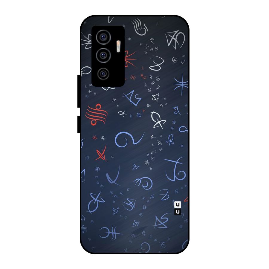 Blue Symbols Metal Back Case for Vivo V23e