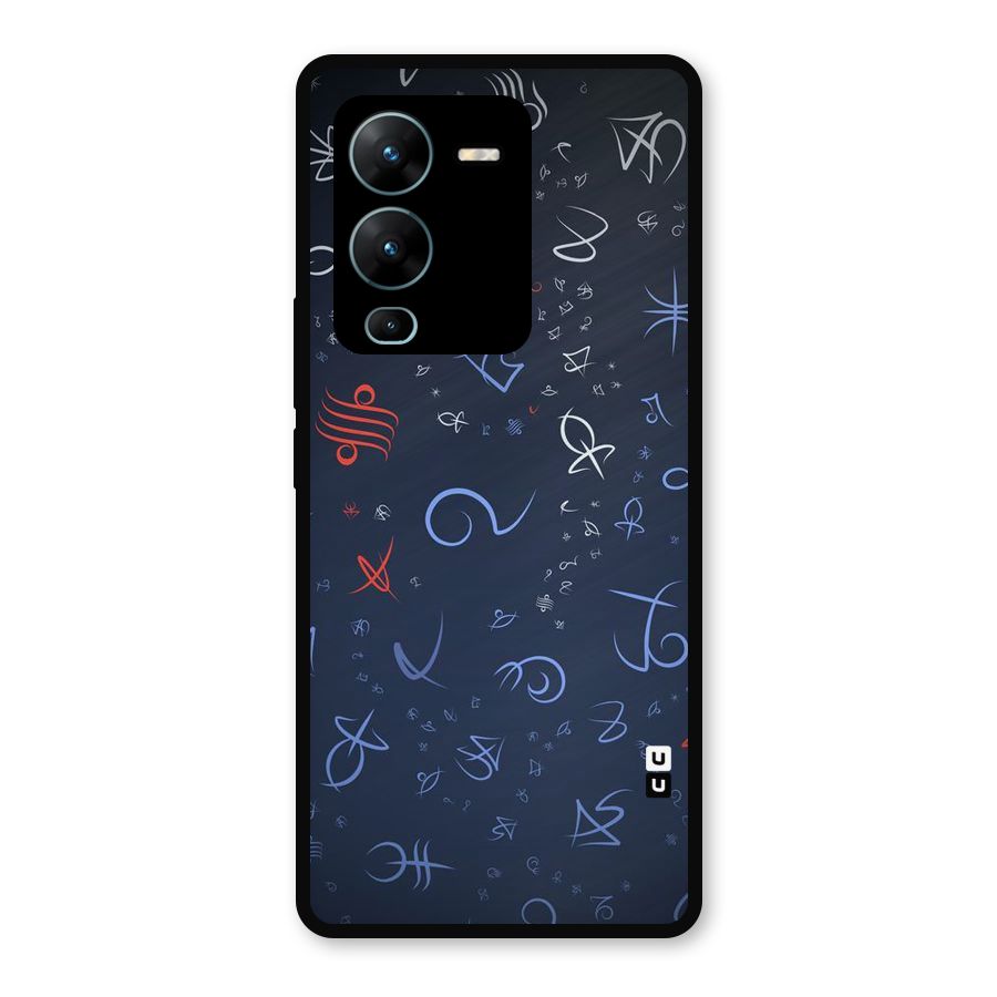 Blue Symbols Metal Back Case for Vivo V25 Pro