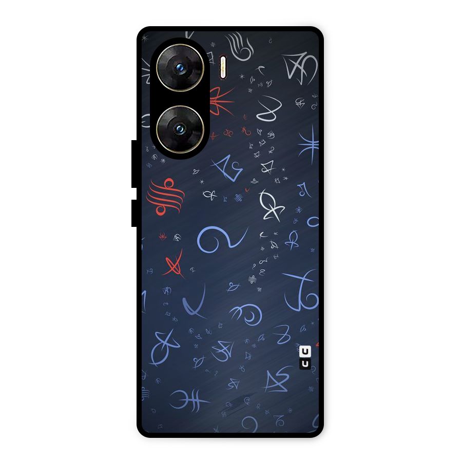 Blue Symbols Metal Back Case for Vivo V29e
