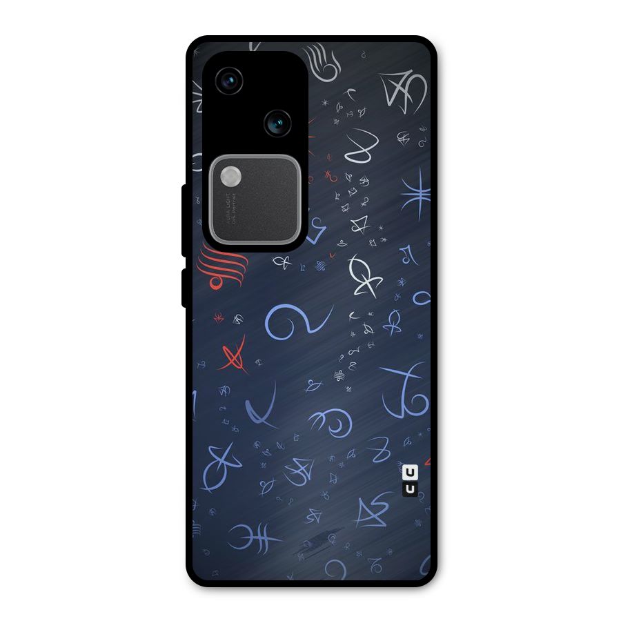 Blue Symbols Metal Back Case for Vivo V30 Pro