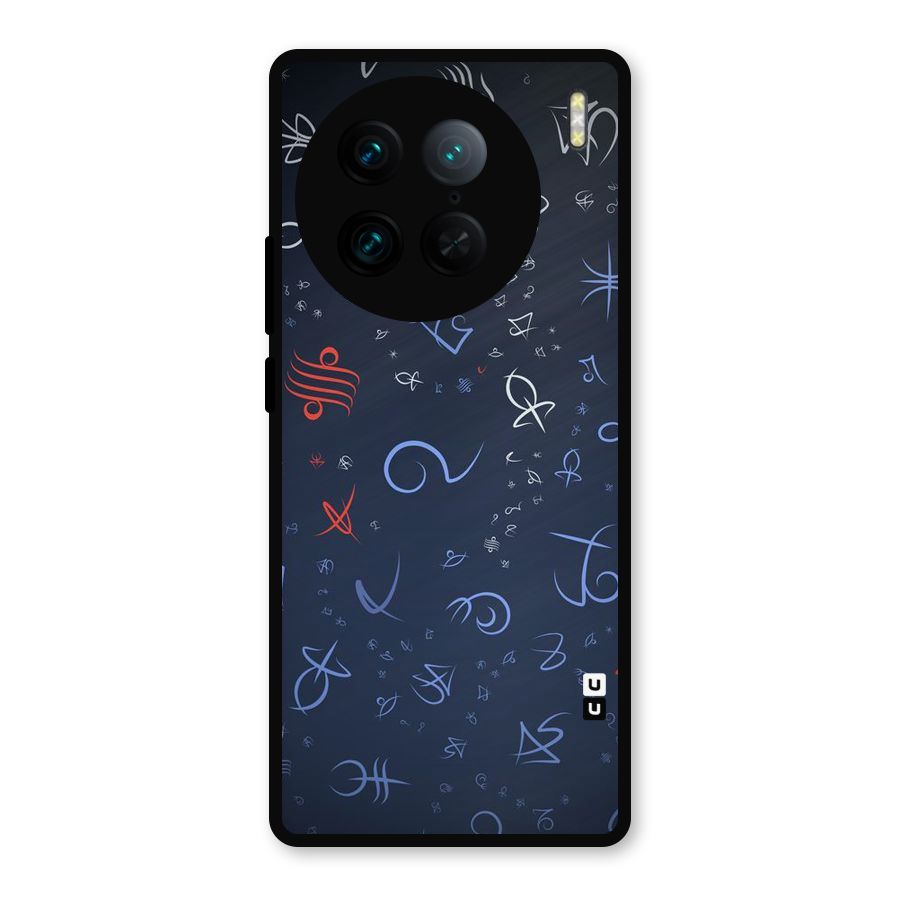 Blue Symbols Metal Back Case for Vivo X90 Pro