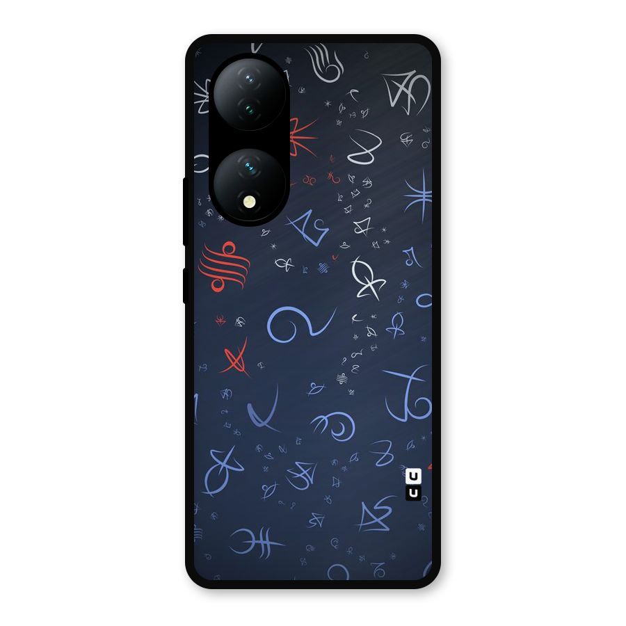 Blue Symbols Metal Back Case for Vivo Y100