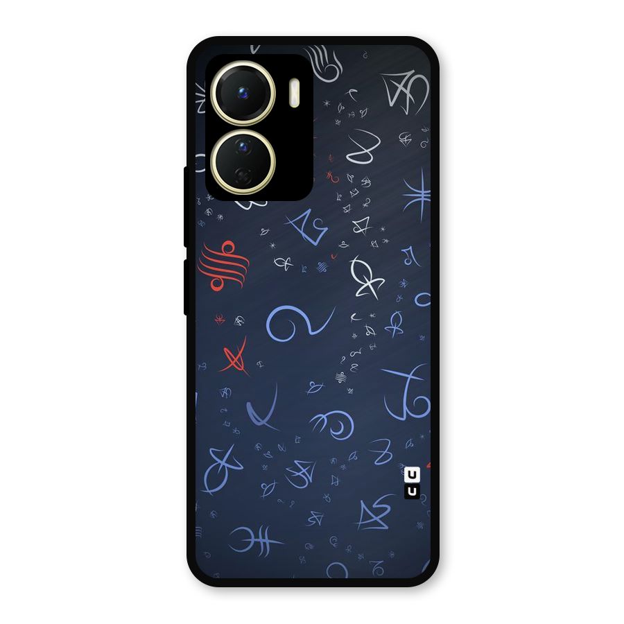 Blue Symbols Metal Back Case for Vivo Y16