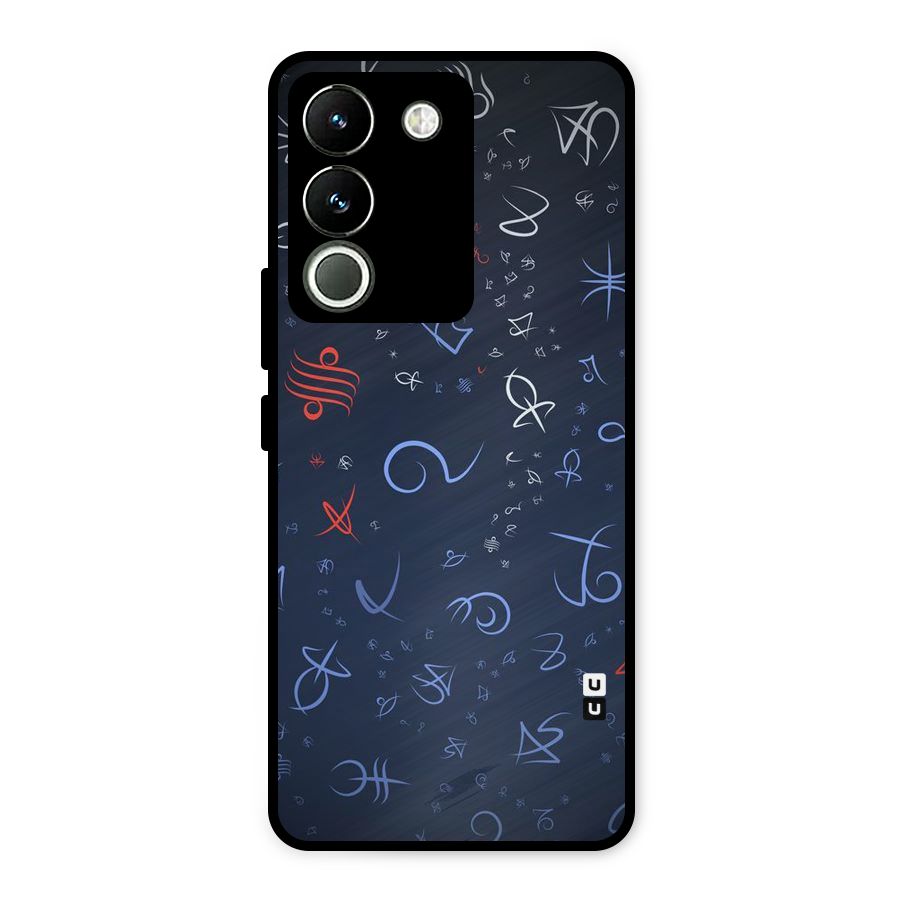 Blue Symbols Metal Back Case for Vivo Y200