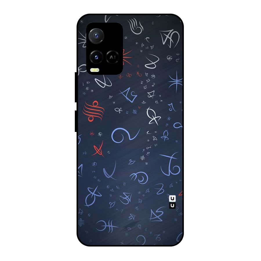 Blue Symbols Metal Back Case for Vivo Y21A