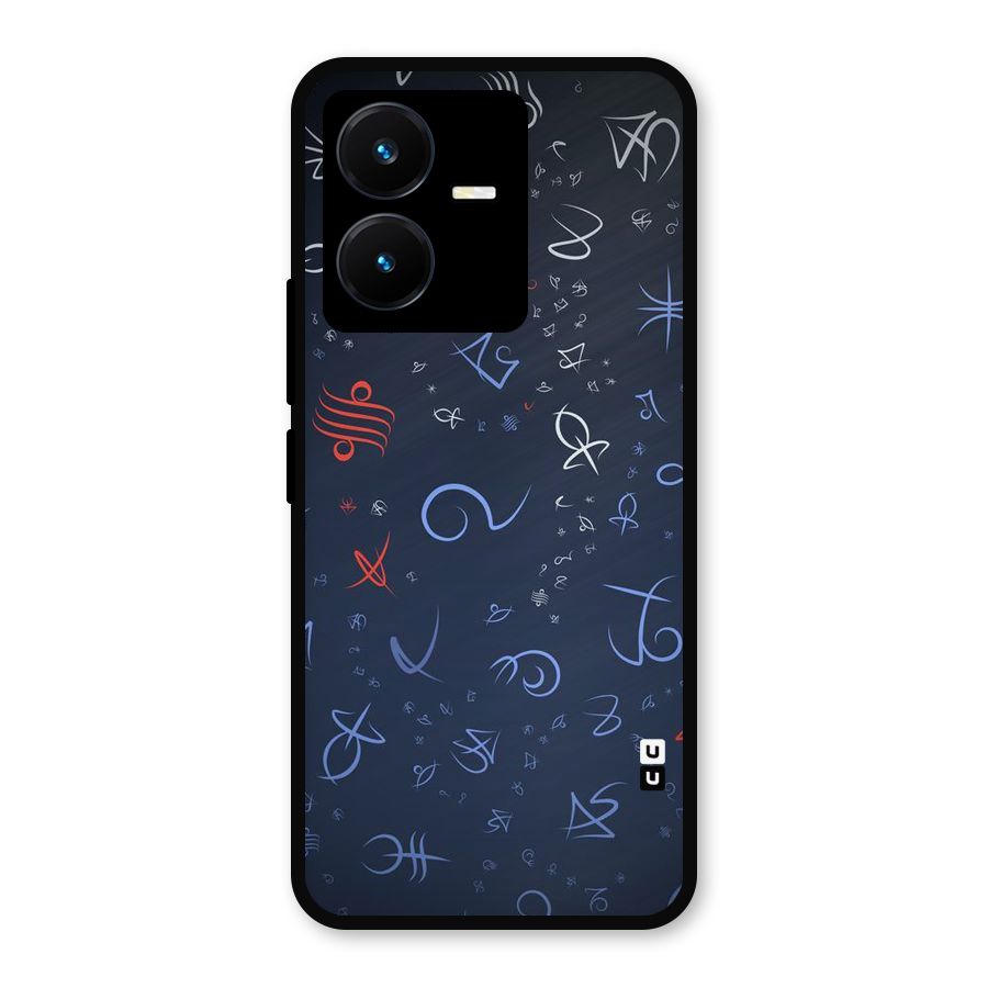 Blue Symbols Metal Back Case for Vivo Y22