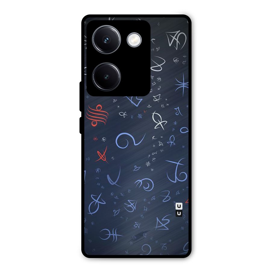 Blue Symbols Metal Back Case for Vivo Y300 Plus