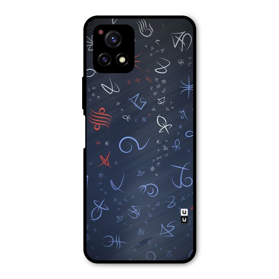 Blue Symbols Metal Back Case for Vivo Y72 5G