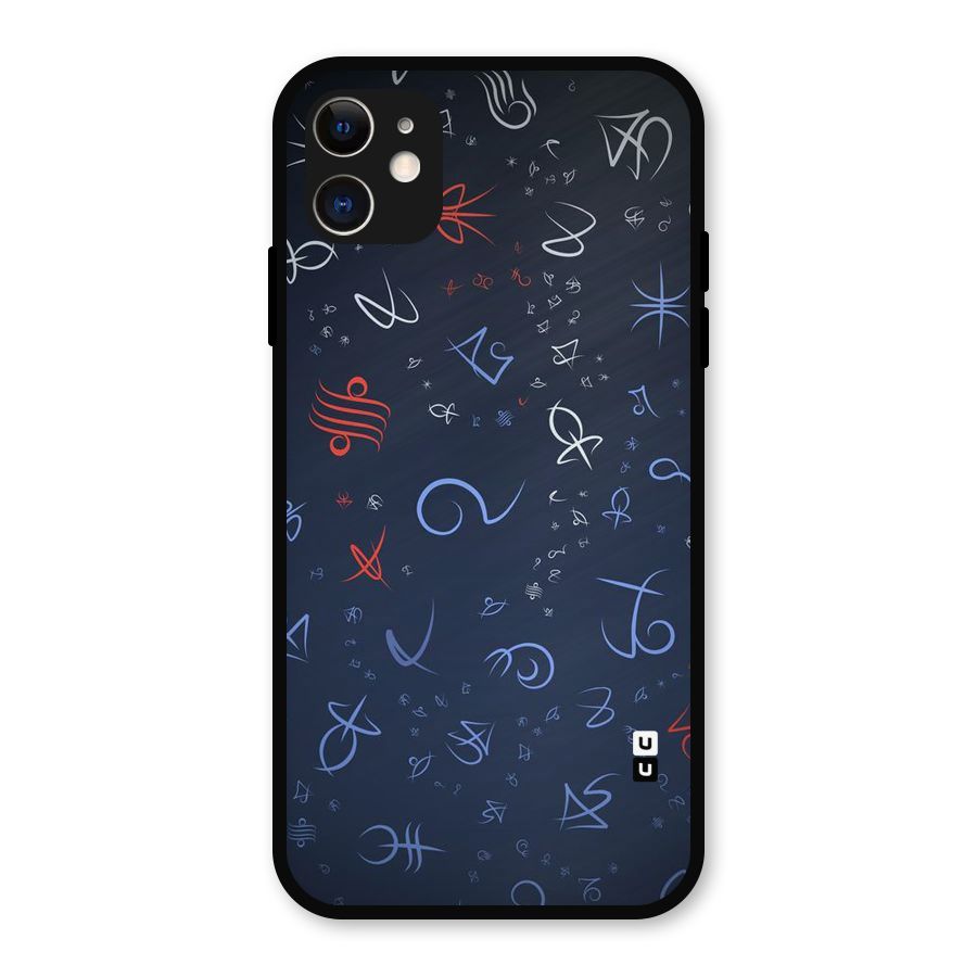 Blue Symbols Metal Back Case for iPhone 11