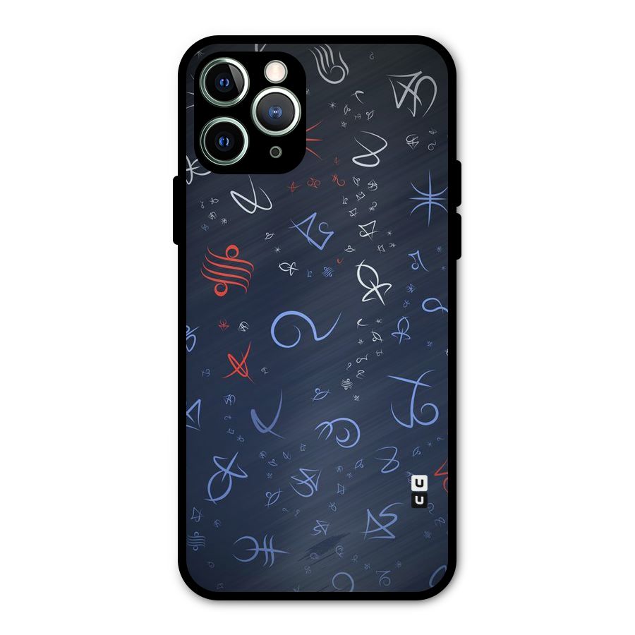 Blue Symbols Metal Back Case for iPhone 11 Pro Max