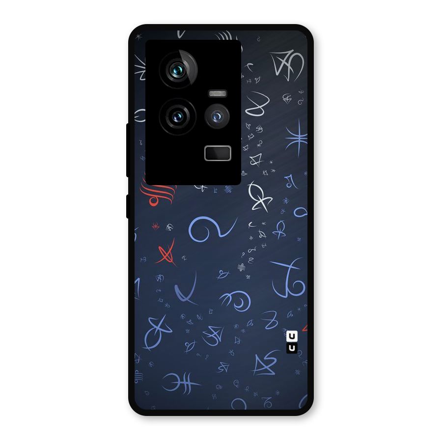 Blue Symbols Metal Back Case for iQOO 11 5G