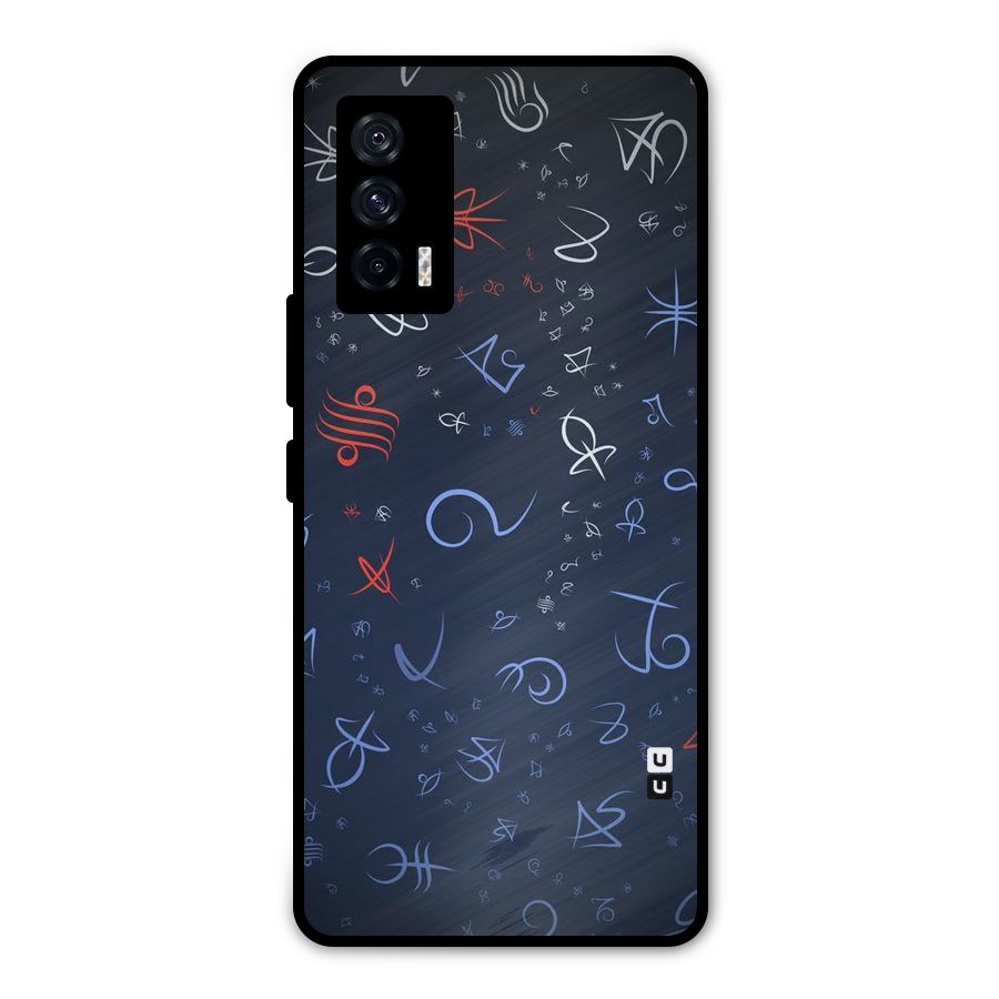 Blue Symbols Metal Back Case for iQOO 7 5G