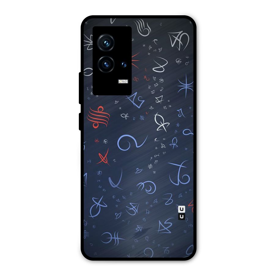 Blue Symbols Metal Back Case for iQOO 9 5G