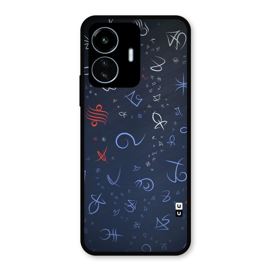 Blue Symbols Metal Back Case for vivo iQOO Z6 Lite 5G