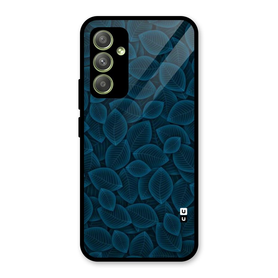Blue Thin Leaves Glass Back Case for Galaxy A54