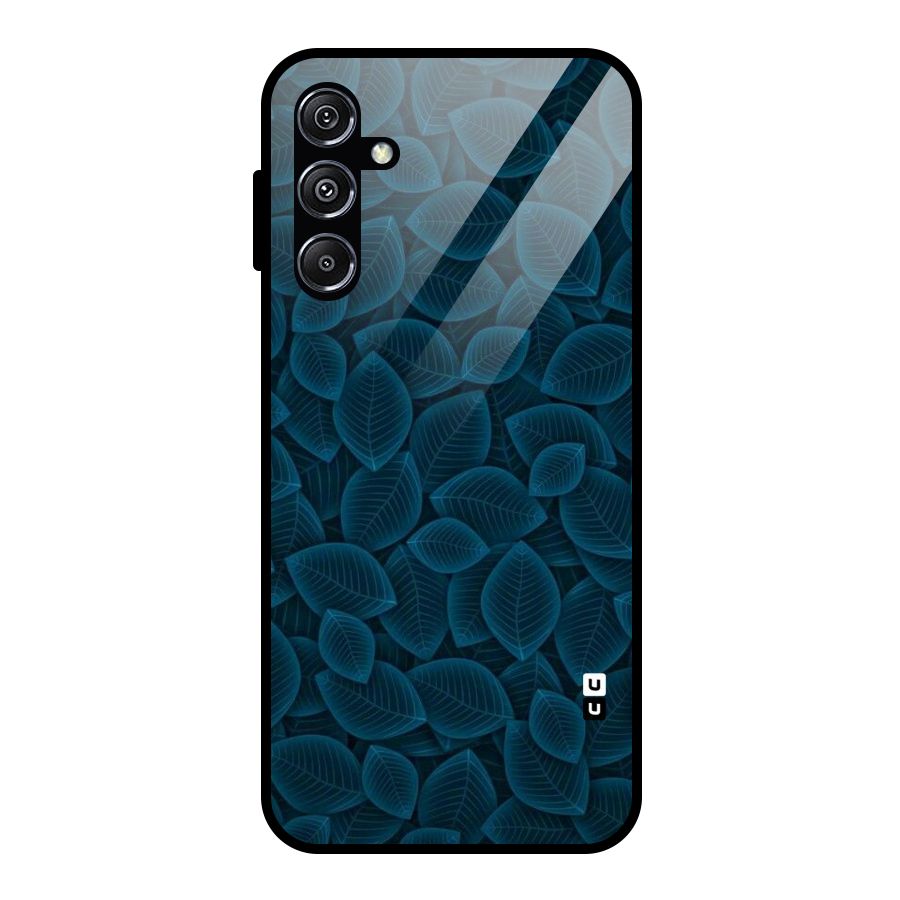 Blue Thin Leaves Glass Back Case for Galaxy M34 5G