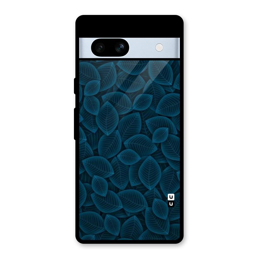 Blue Thin Leaves Glass Back Case for Google Pixel 7a