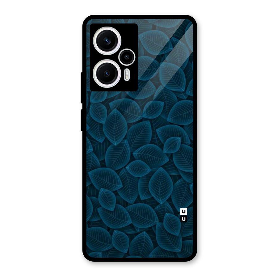Blue Thin Leaves Glass Back Case for Poco F5