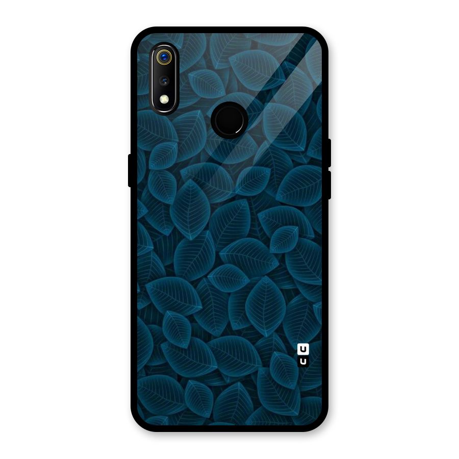 Blue Thin Leaves Glass Back Case for Realme 3