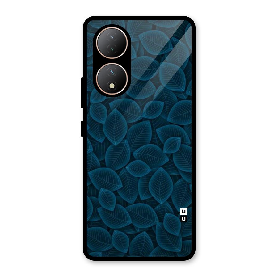 Blue Thin Leaves Glass Back Case for Vivo Y100A