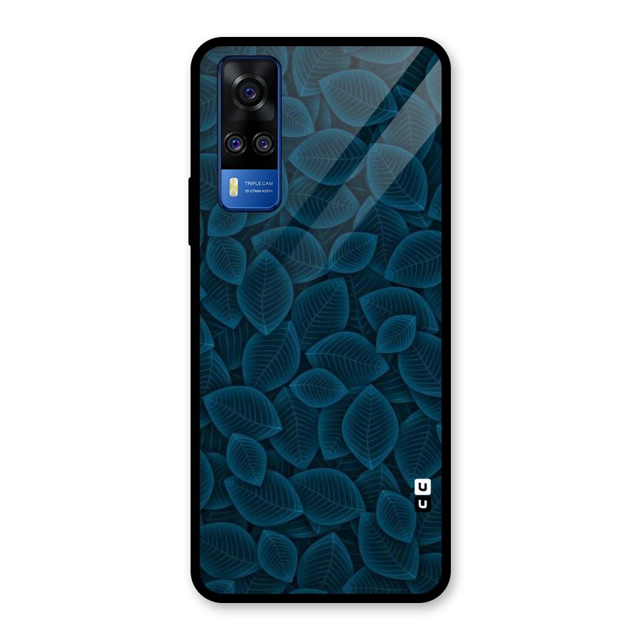 Blue Thin Leaves Glass Back Case for Vivo Y31