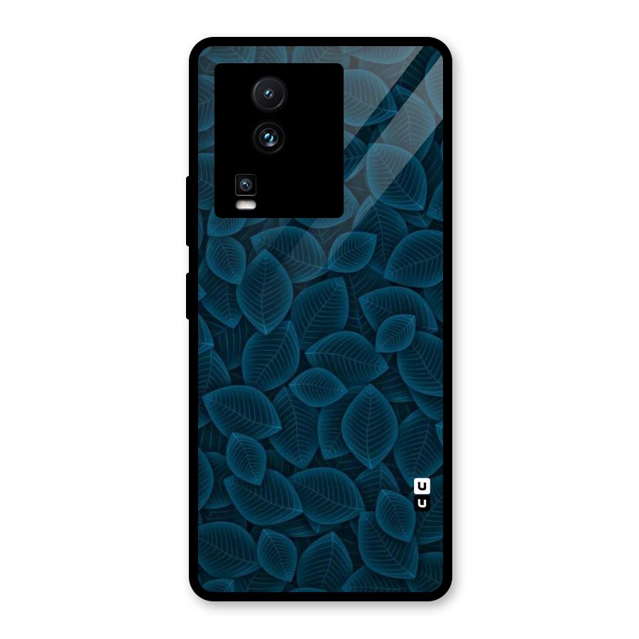 Blue Thin Leaves Glass Back Case for Vivo iQOO Neo 7 Pro