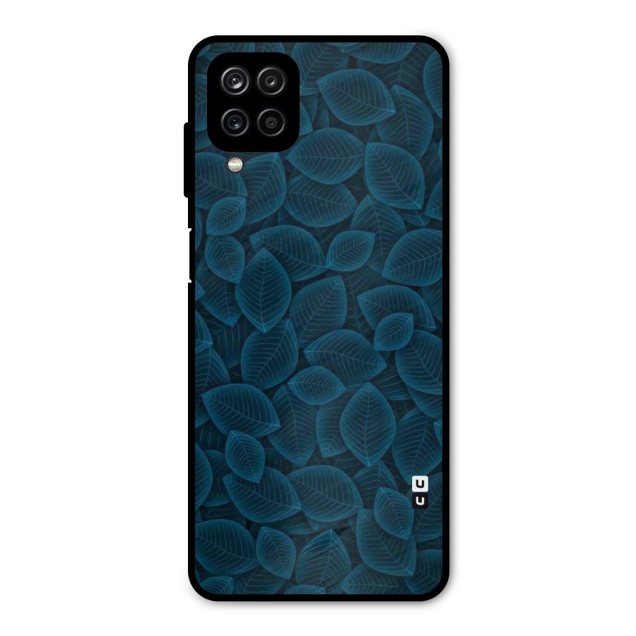 Blue Thin Leaves Metal Back Case for Galaxy A12