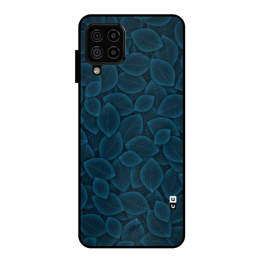 Blue Thin Leaves Metal Back Case for Galaxy A22 4G