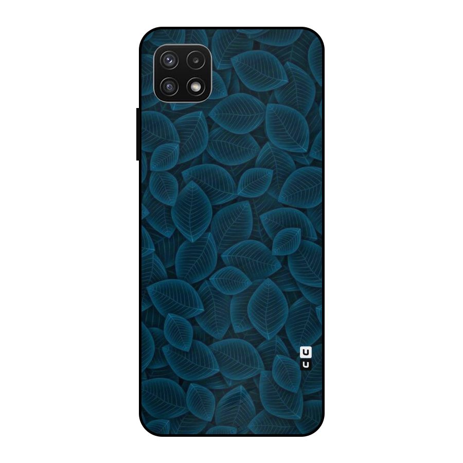Blue Thin Leaves Metal Back Case for Galaxy A22 5G