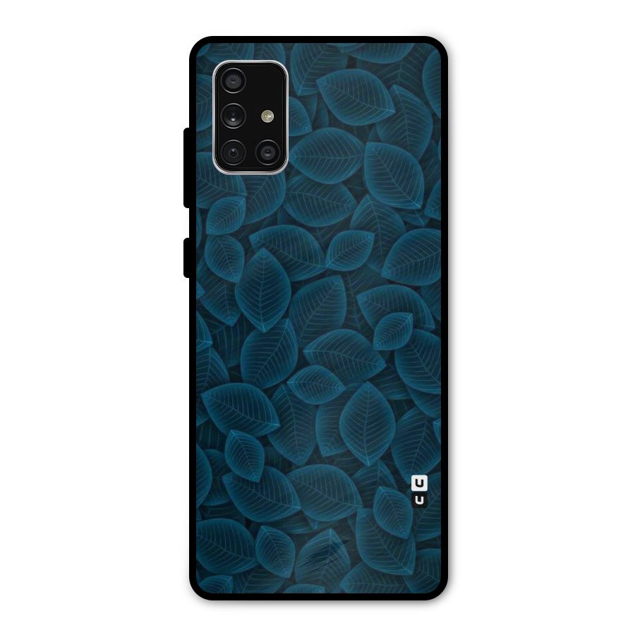 Blue Thin Leaves Metal Back Case for Galaxy A71