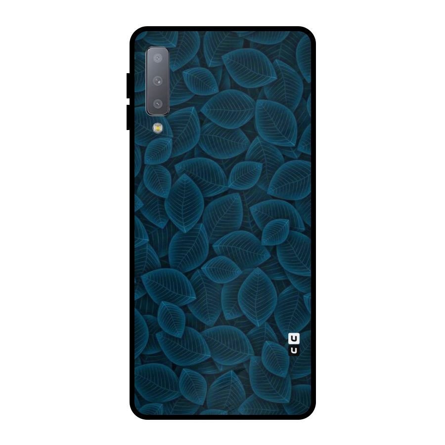 Blue Thin Leaves Metal Back Case for Galaxy A7 (2018)