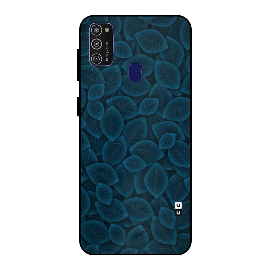 Blue Thin Leaves Metal Back Case for Galaxy M30s