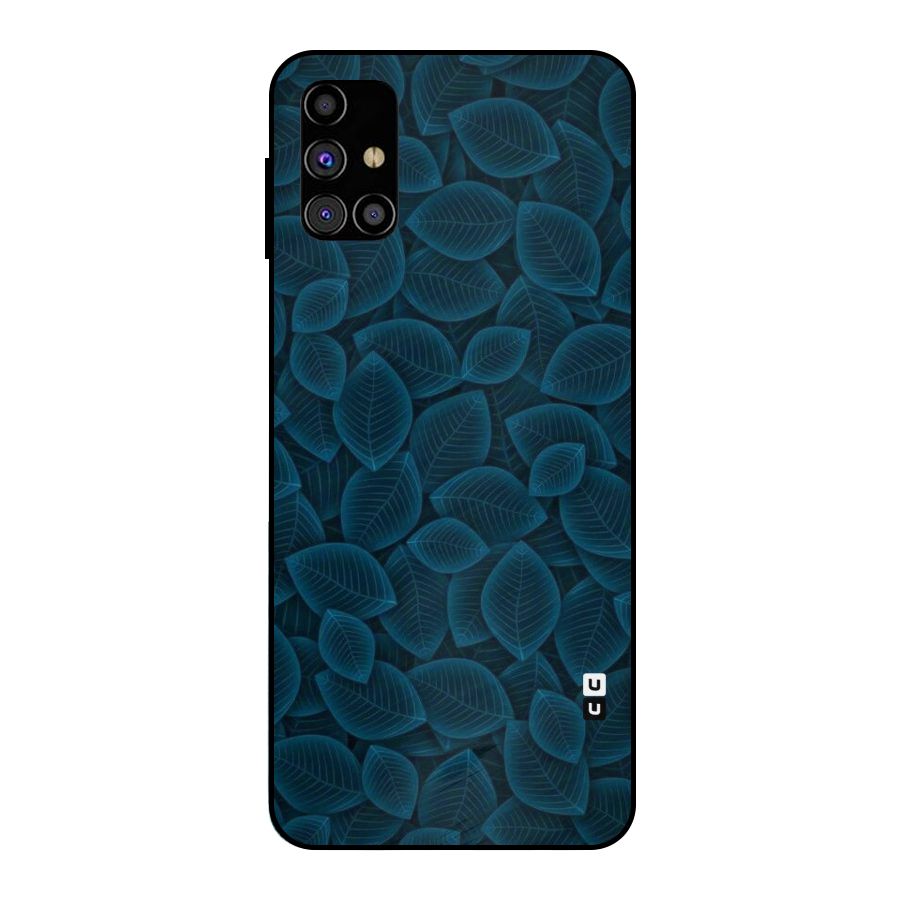Blue Thin Leaves Metal Back Case for Galaxy M31s
