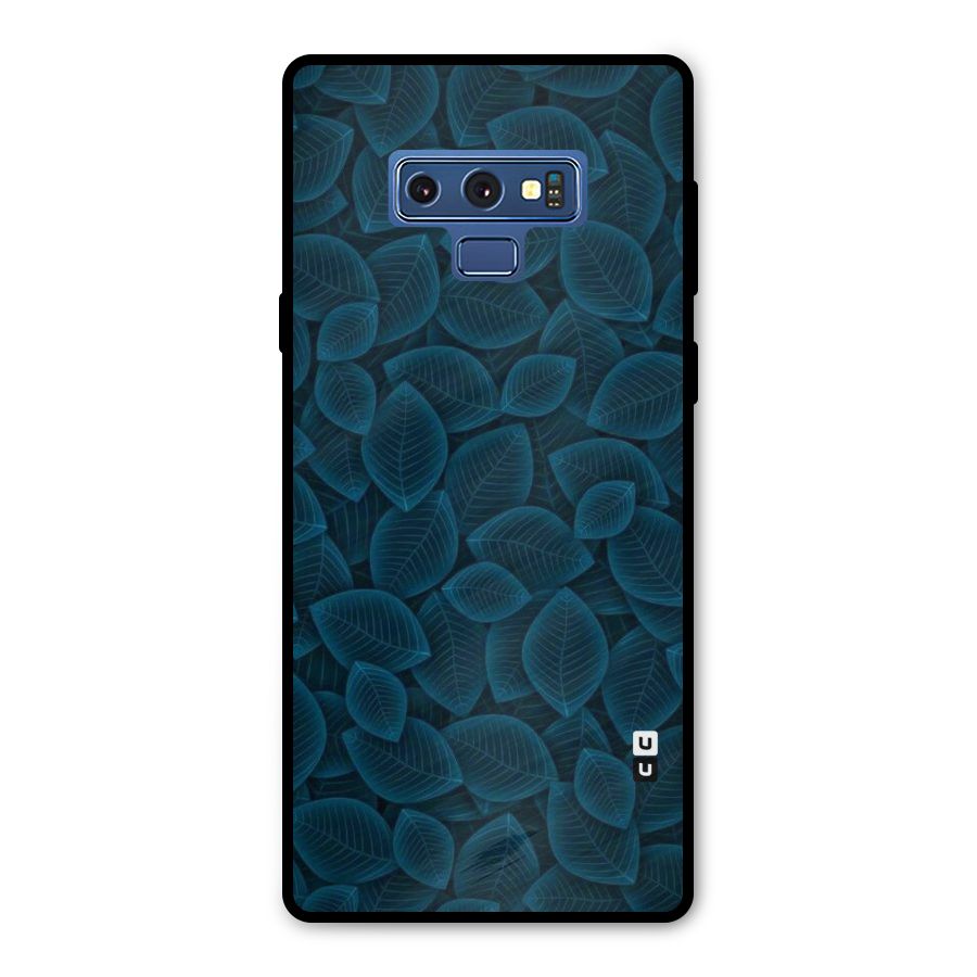 Blue Thin Leaves Metal Back Case for Galaxy Note 9