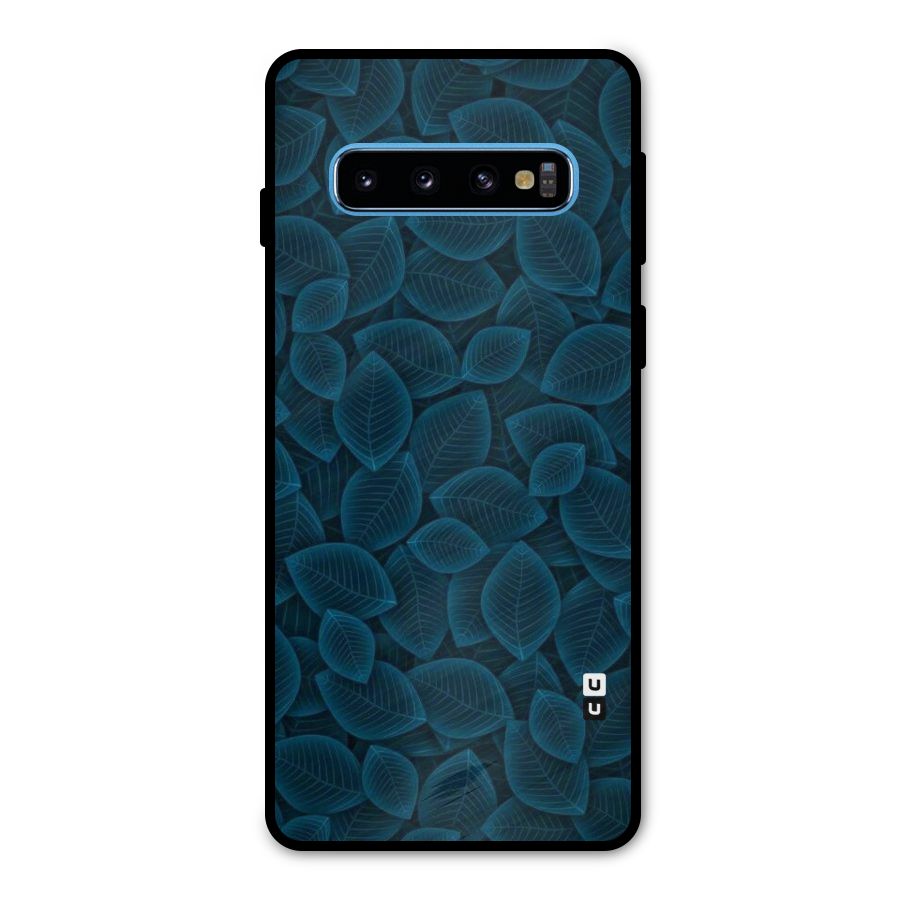 Blue Thin Leaves Metal Back Case for Galaxy S10