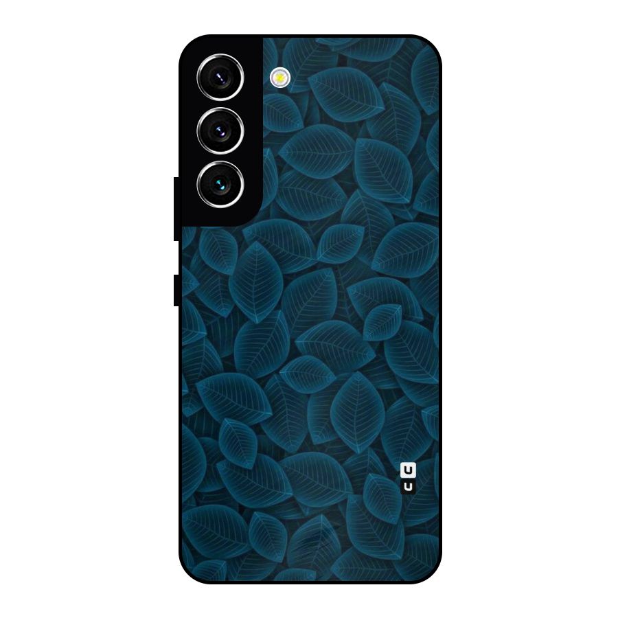 Blue Thin Leaves Metal Back Case for Galaxy S22 5G
