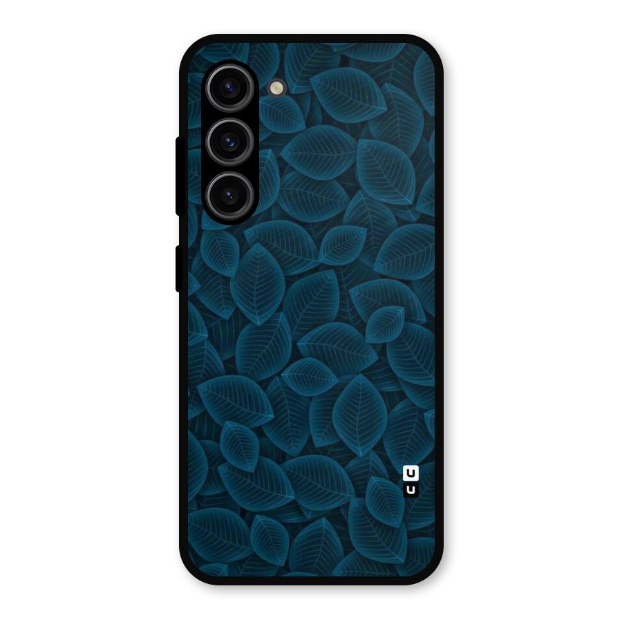 Blue Thin Leaves Metal Back Case for Galaxy S23