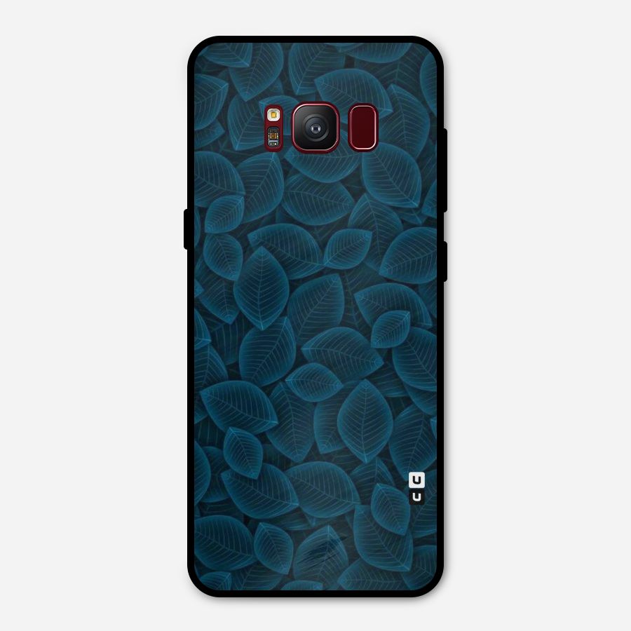 Blue Thin Leaves Metal Back Case for Galaxy S8