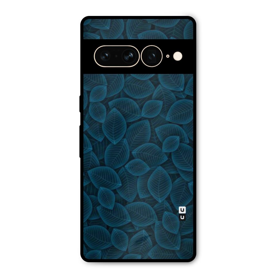 Blue Thin Leaves Metal Back Case for Google Pixel 7 Pro