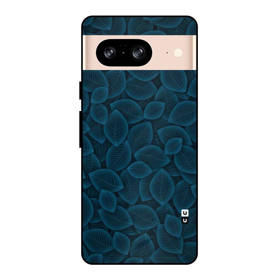 Blue Thin Leaves Metal Back Case for Google Pixel 8
