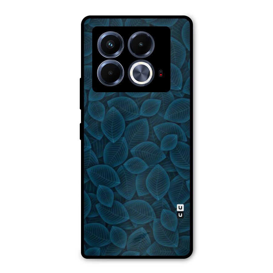 Blue Thin Leaves Metal Back Case for Infinix Note 40 5G